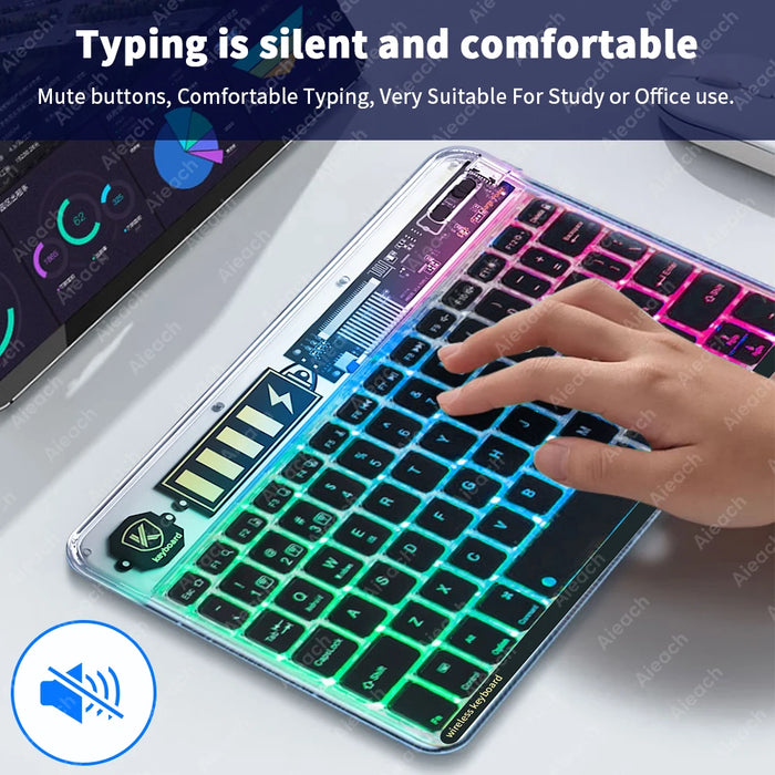 New Transparent Backlight Tablet Keyboard For iPad Xiaomi Lenovo Samsung Tablet Phone Bluetooth Keyboard For Android iOS Windows