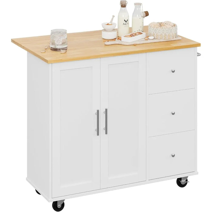 Storage Rack Trolley, Rolling Kitchen Island Trolley with Folding Flap with Storage Cabinets, Shelves & Drawers, Trolley Island