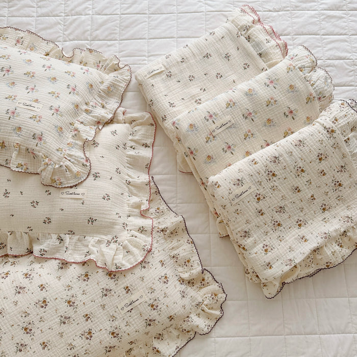 Vintage Floral Muslin Cotton Baby Crib Bedding Set Children Duvet Cover Pillowcase Without Filler