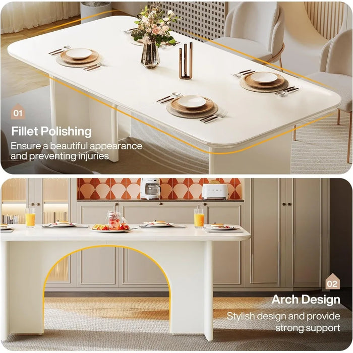 Modern Dining Table, Rectangle Kitchen Table with Arch Design Legs