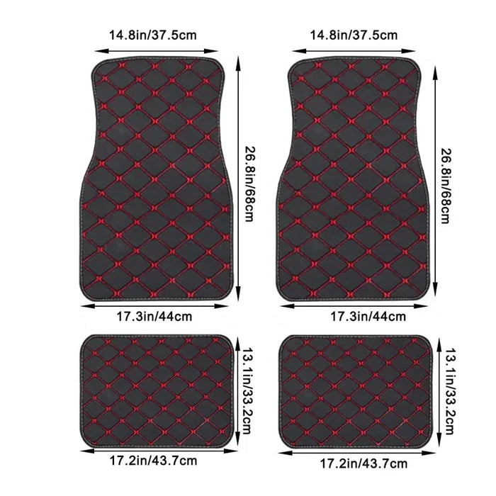 Car Floor Mats 4PCS Universal PU Leather Waterproof Auto Foot Pad Protector Carpet Front and Rear Mats Set Auto Accessories