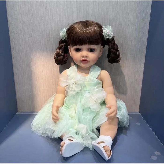 55cm Reborn Dolls Full Body Silicone Vinyl Doll Beauty Long Hair Girl Lifelike Bewborn Baby Betty Princess Bebe