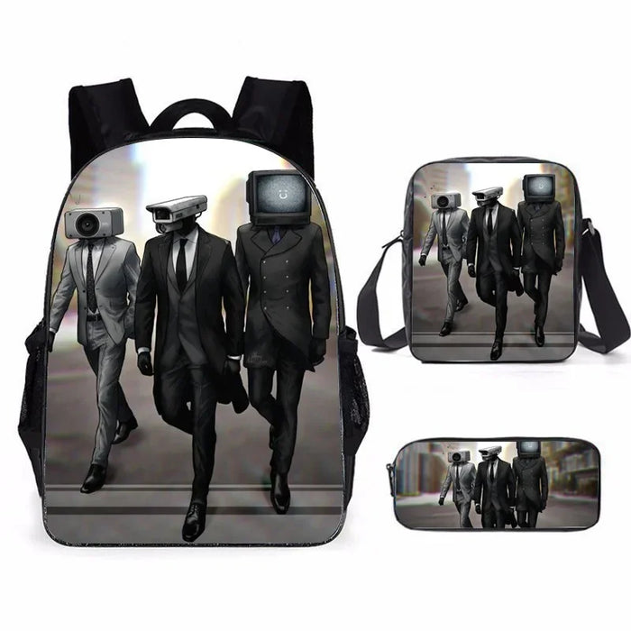 3PC-Set Skibidi Toilet Children's Backpack Boy School Bag for Teenage Backpack Anime Boys Girls Anime Cartoon School Bag Mochila