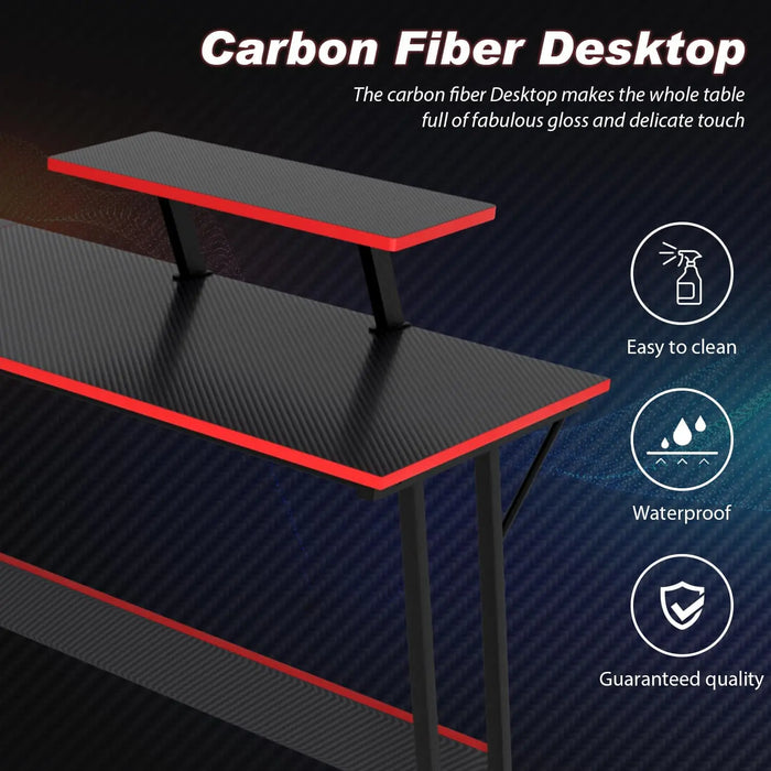 L Shaped Desk Corner Gaming Desk Computer Desk with Large Desktop Studying and Working and Gaming for Home and Work Place ﻿