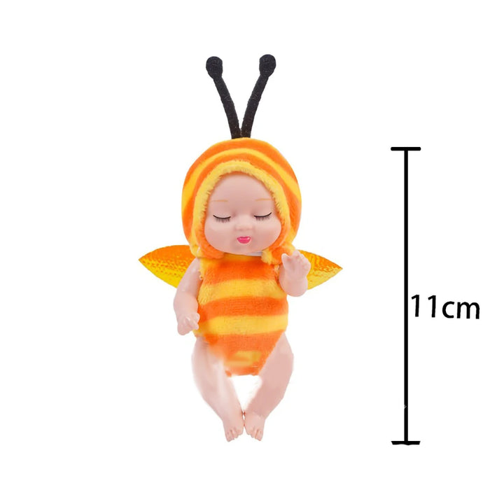 12cm Mini Reborn Doll with Cartoon Animal OP Costumes Cute Cute 4.3inch Sleep Series Reborn Baby Doll Kit Holiday Gift