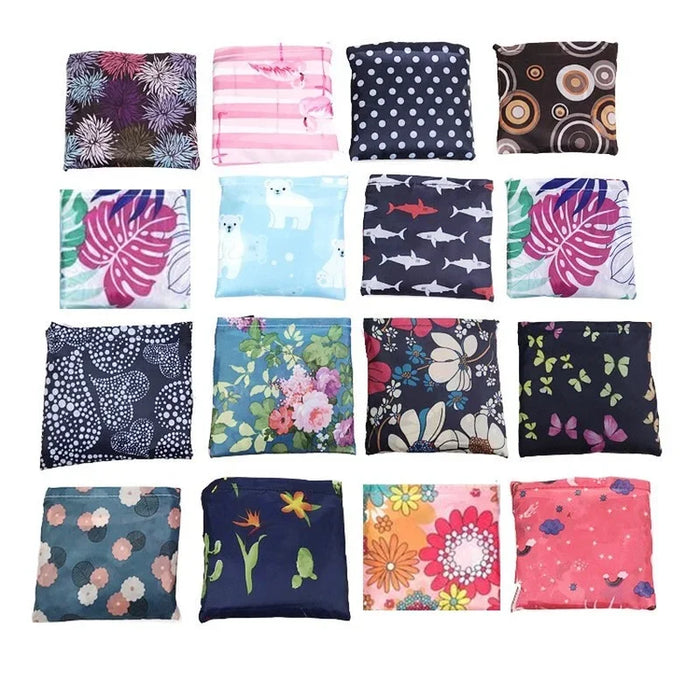 Tote Bags Flower Print Women's Grocery Handbags Outdoor Foldable Shopper Eco Shopping Bag Reusable Storage Bag Organizer Bags