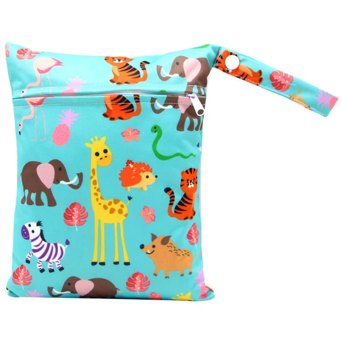 20*25cm Baby Diaper Bag Cartoon Print Wet Dry Nappy Zipper Handbag Stroller Carry Pack Travel Outdoor Wet Diaper Storage Bags