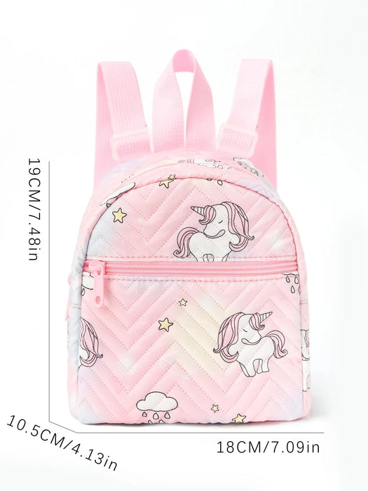 1 Pc Cute Cartoon Unicorn Diamond Print Kids Backpack Handbag For Girls, Students, Outdoor Travel, School, Holiday Gifts