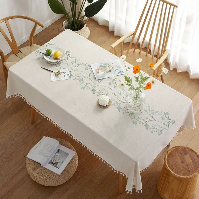 Nordic Style Tassels Cotton Linen Tablecloth,Modern Simplicity Dust-Proof Table Cover,For Dinning Tea Table Tabletop Decoration