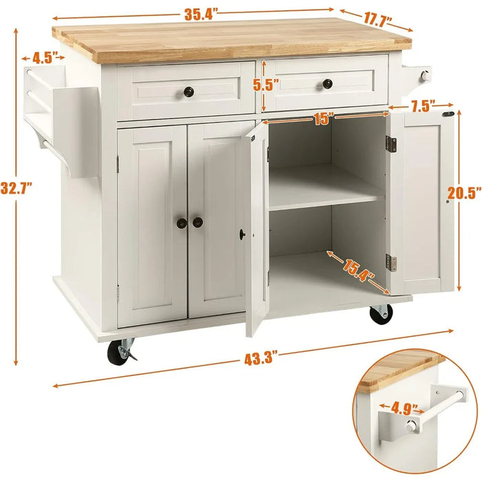 Storage Rack Trolley, Kitchen Island Cart with Wheels with Storage Drawer with Shelf Towel Rack, Kitchen Bar and Serving Trolley