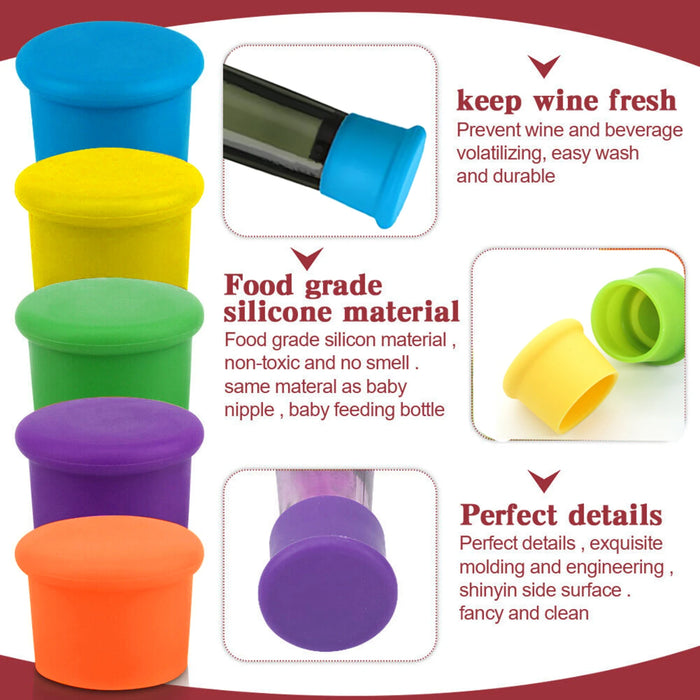 8Pcs Wine Stoppers Reusable Silicone Wine Corks Wine Bottle Stopper Beverages Beer Champagne Sealed Bottle Cap Keep Wine Fresh