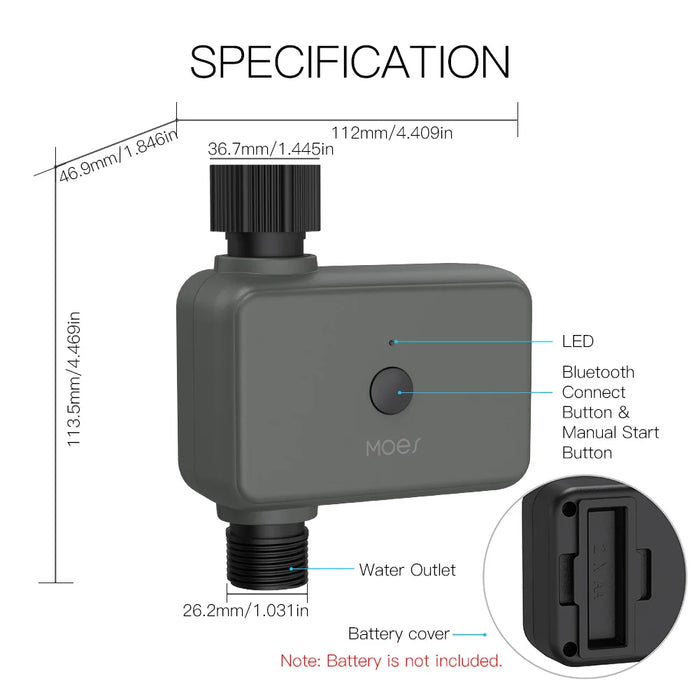 MOES Smart Tuya Bluetooth Garden Water Timers Rain Delay Programmable Automatic Irrigation Timer with Hub Required