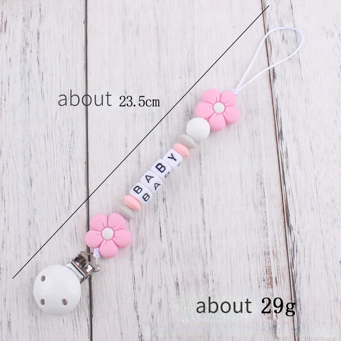 New Baby Personalized Name Pacifier Clips Silicone Teether Beads Chain  Nipple Dummy Holder Clip Customized Pacifiers Leashes