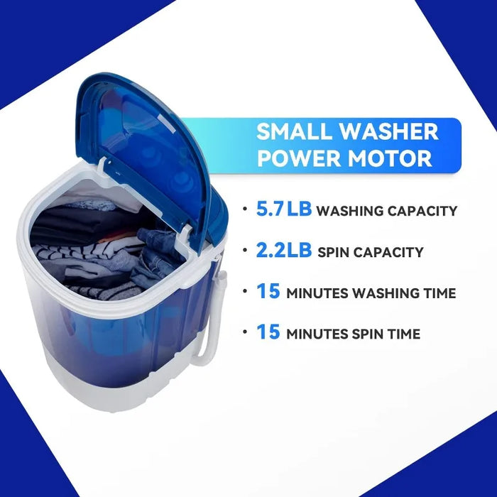 ZENY Portable Mini Washing Machine 5.7 lbs Washing Capacity Semi-Automatic Compact Washer Spinner Small Cloth Washer Laundry