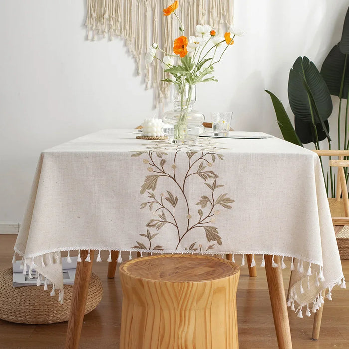 Nordic Style Tassels Cotton Linen Tablecloth,Modern Simplicity Dust-Proof Table Cover,For Dinning Tea Table Tabletop Decoration