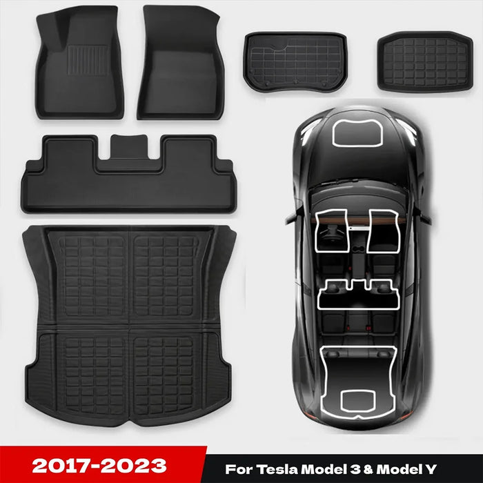 For Tesla Model 3 Model Y Floor Mat Luggage Mat Left Hand Drive 2017-2023 Left Right Rudder 4 Seasons Waterproof 3D Floor Liner