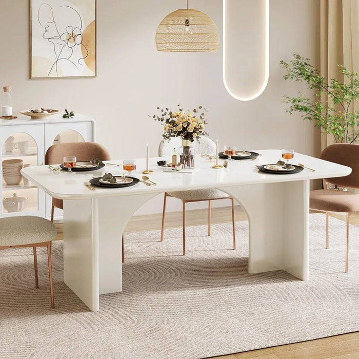 Modern Dining Table, Rectangle Kitchen Table with Arch Design Legs