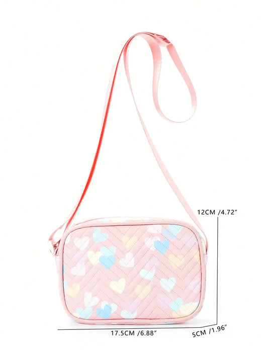 1pc Children'S Cute Love Printed Cross-Shoulder Bag, Shoulder Bag, Suitable For Girls, Primary School Students, Travel And Vacat