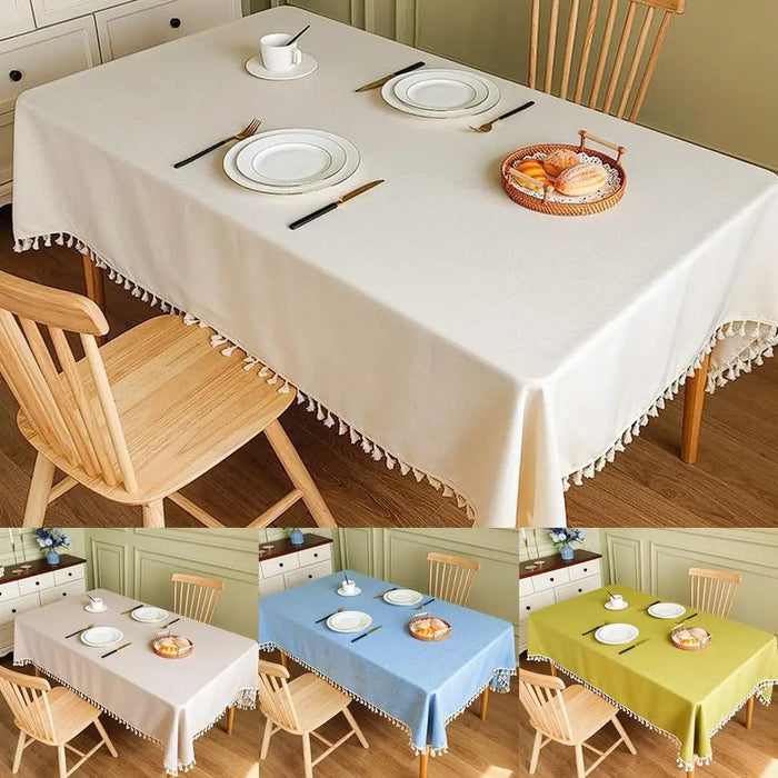 Cotton Linen Tablecloth Waterproof Stain Resistant Decor Cover Cotton Home Tablecloth Linen Tablecloth Table Cloth Towel F4E4