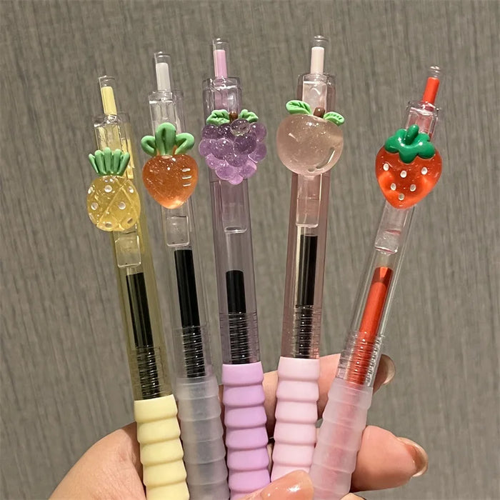 5pcs fruit Scented Retractable Gel Pens Classic Ballpoint Pen Writing Pen Office School Writing Stationery