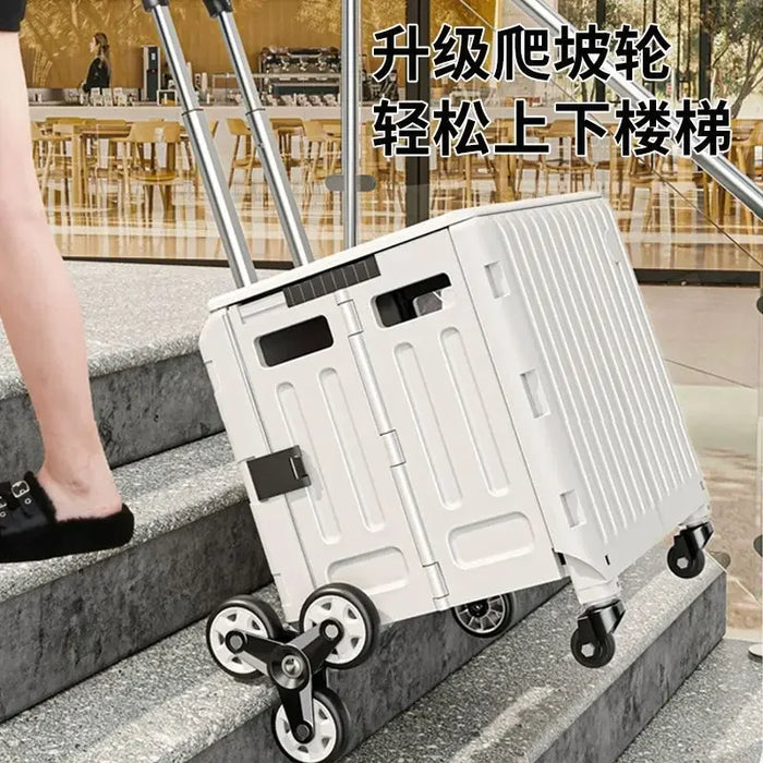 Shopping Cart Small Carts Outdoor Storage Box with Wheels Express Delivery Cart Folding Kitchen Islands Silent Camping Trolleys