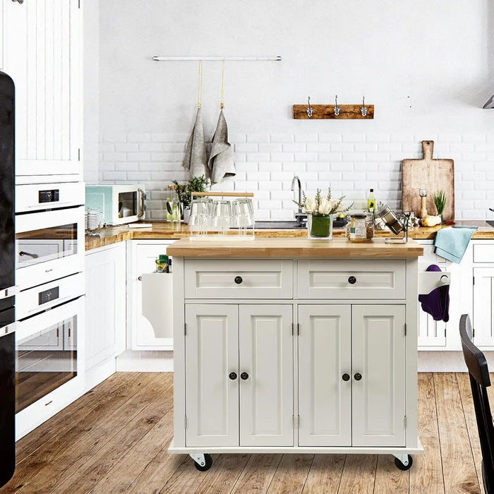 Storage Rack Trolley, Kitchen Island Cart with Wheels with Storage Drawer with Shelf Towel Rack, Kitchen Bar and Serving Trolley