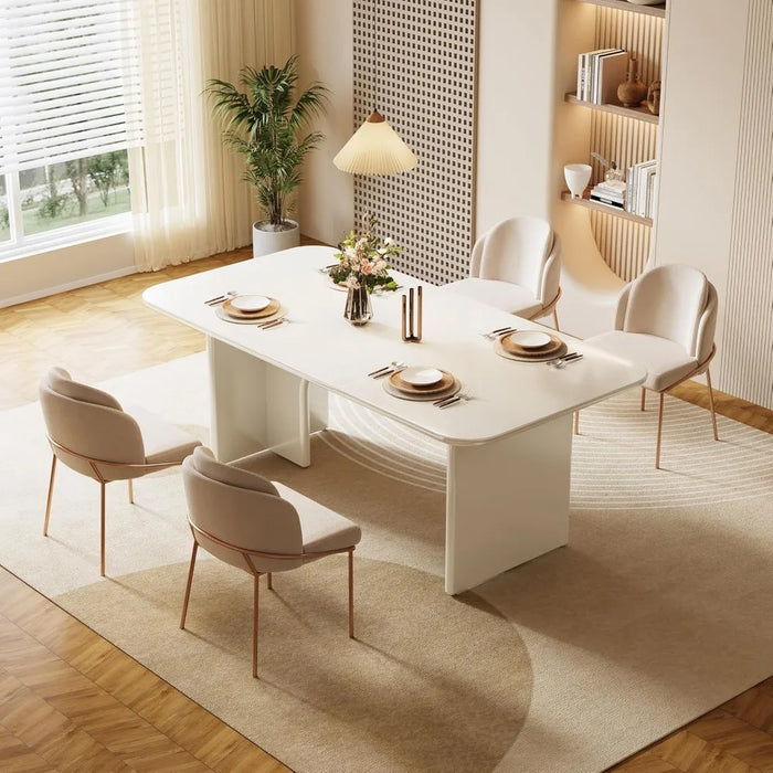 Modern Dining Table, Rectangle Kitchen Table with Arch Design Legs