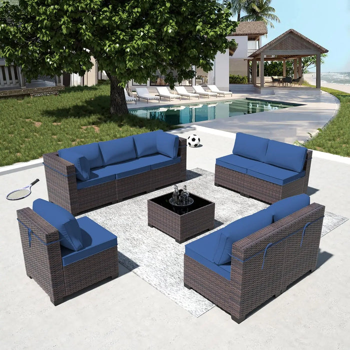 Outdoor Patio Furniture Set,  Outdoor Furniture All Weather Patio Sectional Sofa  Modular Conversation Sets/Deep Seat Sofa