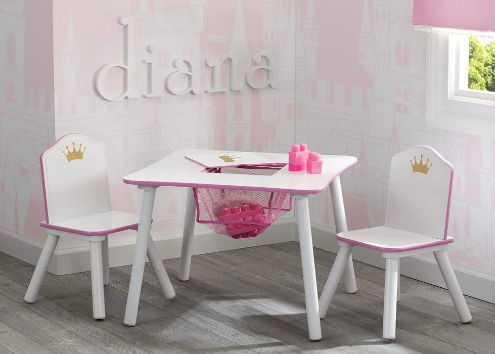 Kids Wood Table and Chair Set with Storage White/Pink Perfect Space for Playtime, Homework, or Mealtime