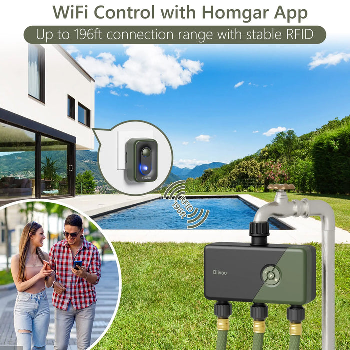 Diivoo WiFi Sprinkler Controller Multi Zone Remote Control Irrigation Water Timer with WiFi Hub Garden Automatic Manual Watering