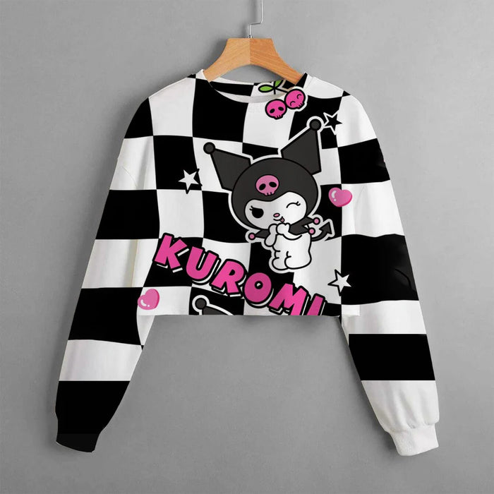 MINISO Kuromi Girls' Printed Hoodie Y2k Cute Soft Pullover Style Harajuku Cute Top Children's Clothing