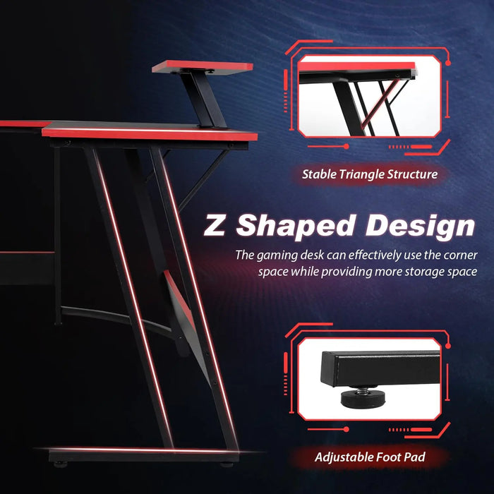 L Shaped Desk Corner Gaming Desk Computer Desk with Large Desktop Studying and Working and Gaming for Home and Work Place ﻿