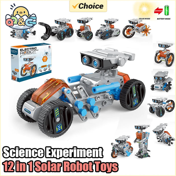 12 in 1 Science Experiment Solar Robot Toy DIY Building Powered Learning Tool Education Robots Technological Gadgets Kit for Kid