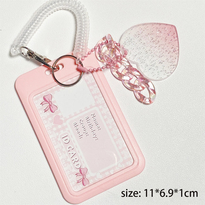 High Beauty Vertical High Value Card Holder Flash Pink Love Clouds Gradient Coo Card Keychain Bus Student ID Card Holder