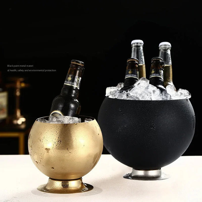 Nordic Style Stainless Steel Ice Bucket KTV Bar Wine Beer Cooler Bucket With Base Restaurant Party  Ice Cube Maker Beer Bucket