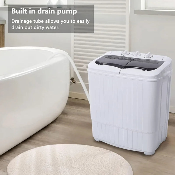 Winado 15LBS Portable Washing Machine, Compact Mini Washer Machine & Dryer Combo, Built-in Gravity Drain, Small Twin Tub Washer