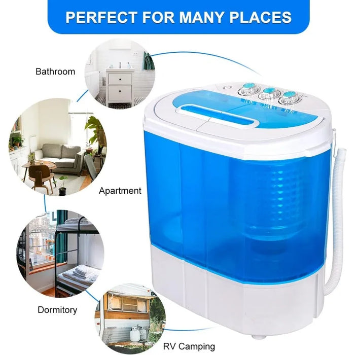 ZenStyle Portable Washer Compact Twin Tub 9.9 LB Mini Top Load Washing Machine Washer/Spinner w/ 6.57 FT Inlet Hose