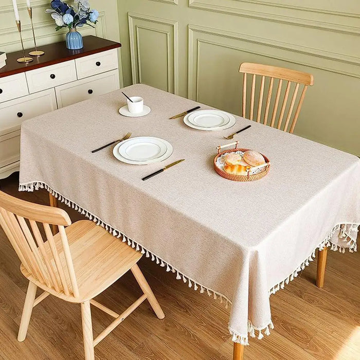 Cotton Linen Tablecloth Waterproof Stain Resistant Decor Cover Cotton Home Tablecloth Linen Tablecloth Table Cloth Towel F4E4