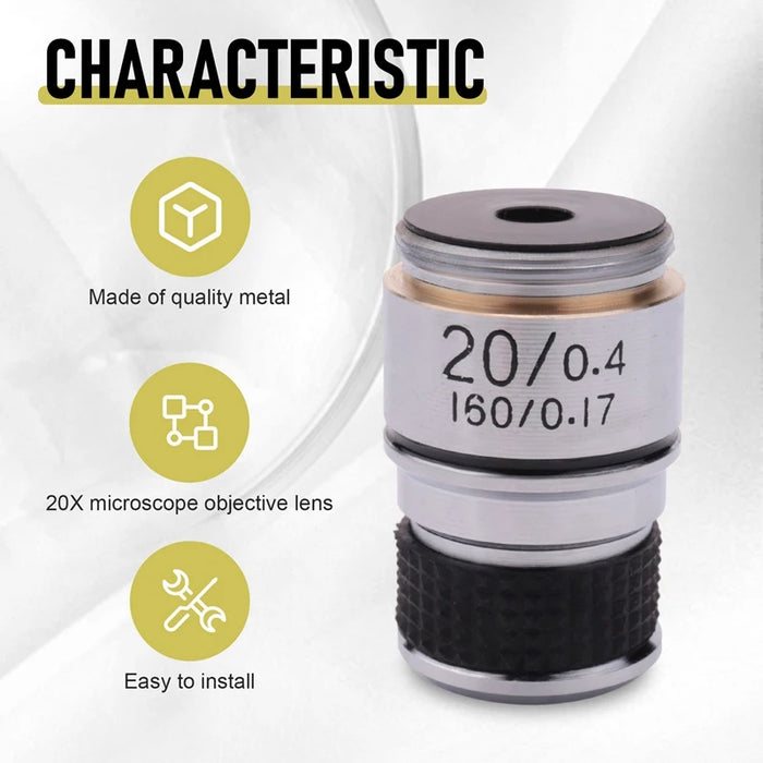 185 Microscope Objective 20X Achromatic Objective Biological Microscope Parts Accessories