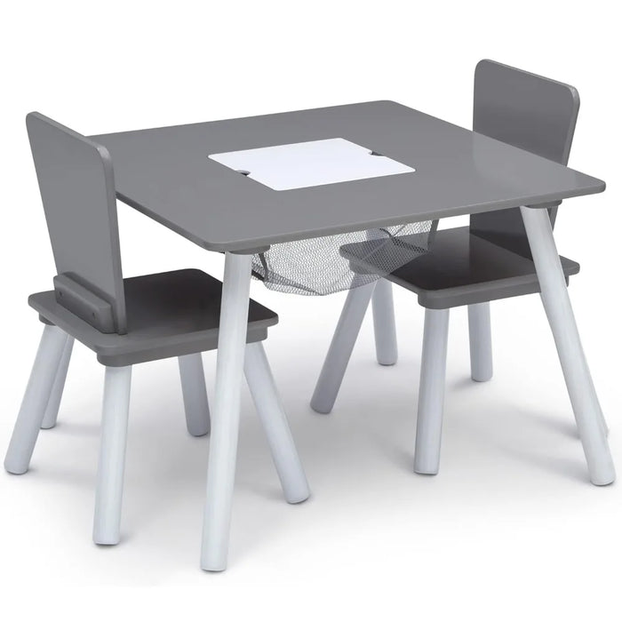 Delta  Table and Chair Set for Kids Children 4-Piece Toddler Playroom Set, Grey/White Study Table for Kids