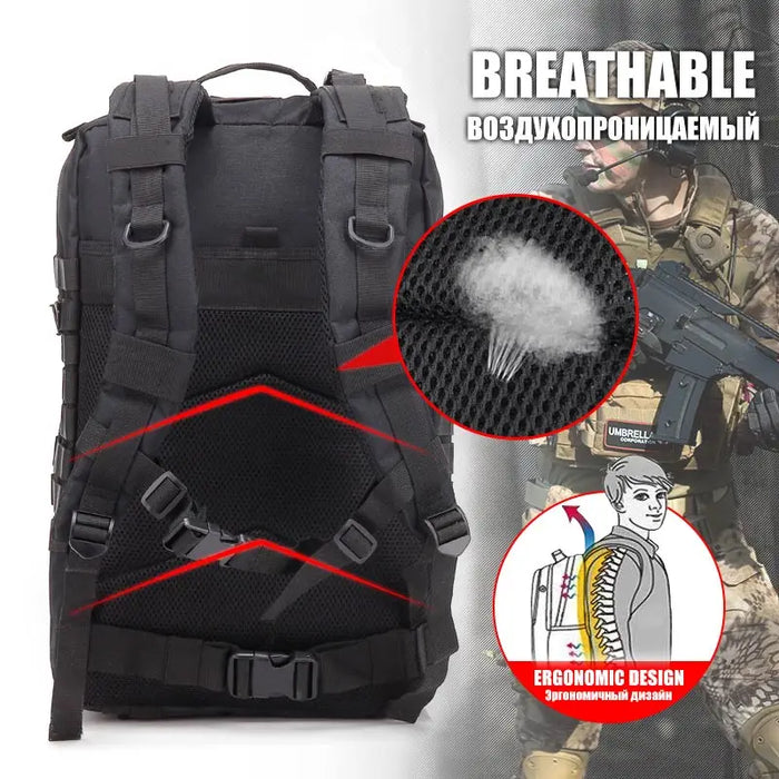 QT&QY 30/45L Man Tactical Backpacks HkingTraveling Bags Survival Outdoor 3P Assault Pack EDC Molle Pack For Trekking Hunting Bag