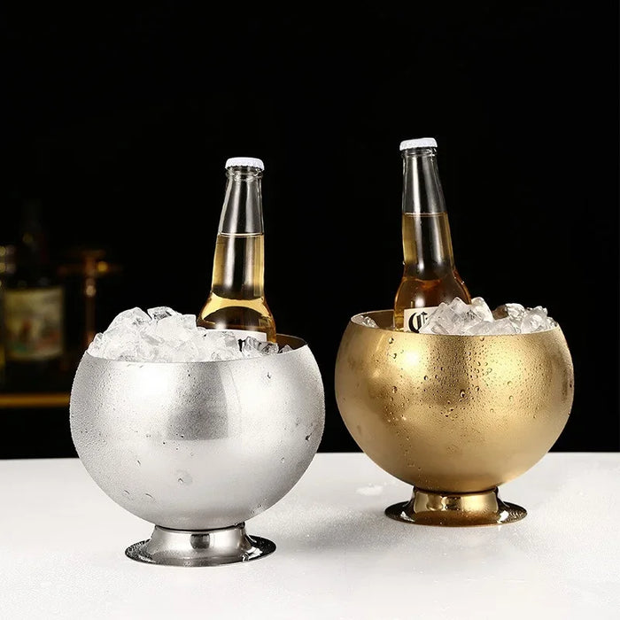 Nordic Style Stainless Steel Ice Bucket KTV Bar Wine Beer Cooler Bucket With Base Restaurant Party  Ice Cube Maker Beer Bucket