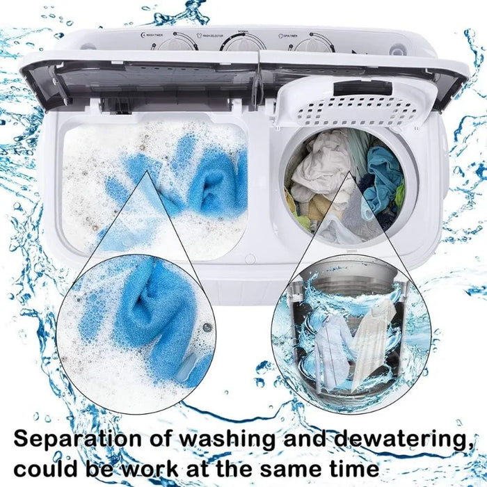 Winado 15LBS Portable Washing Machine, Compact Mini Washer Machine & Dryer Combo, Built-in Gravity Drain, Small Twin Tub Washer