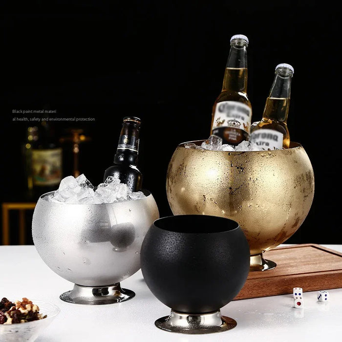 Nordic Style Stainless Steel Ice Bucket KTV Bar Wine Beer Cooler Bucket With Base Restaurant Party  Ice Cube Maker Beer Bucket