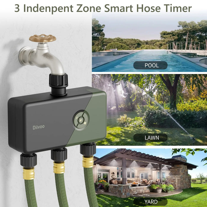 Diivoo WiFi Sprinkler Controller Multi Zone Remote Control Irrigation Water Timer with WiFi Hub Garden Automatic Manual Watering