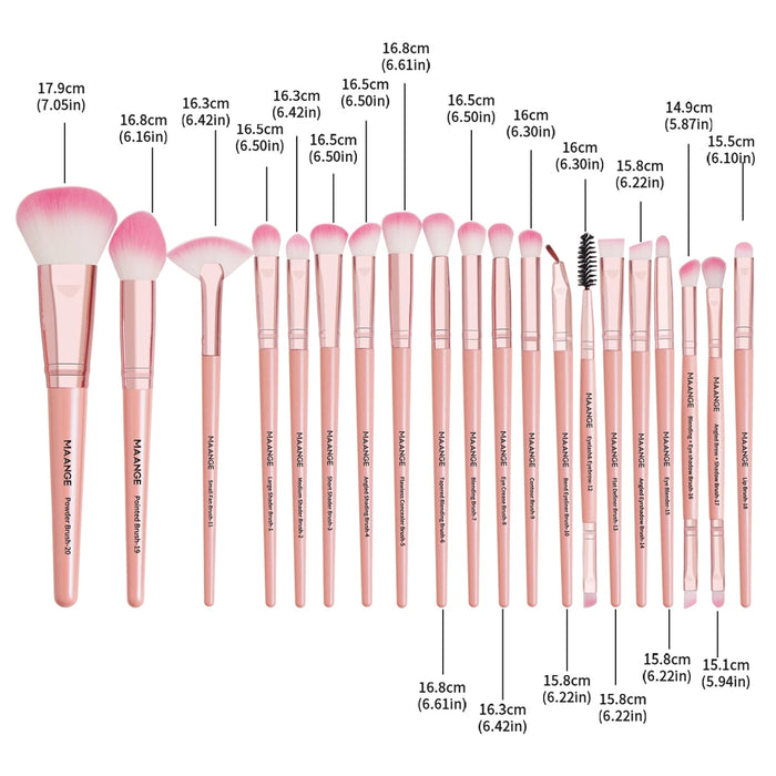 MAANGE 27pcs Makeup Tools Kit 20pcs Foundation Contour Blush Brush Set with Triangle Powder Puff Makeup Remover Puff Travel Bag