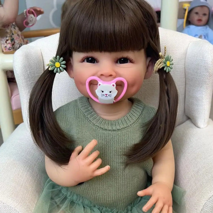 NPK 55CM Full Body Soft Silicone Reborn Toddler Doll Raya Lifelike Soft Touch High Quality Doll Gifts for Children