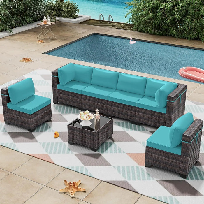 Outdoor Patio Furniture Set,  Outdoor Furniture All Weather Patio Sectional Sofa  Modular Conversation Sets/Deep Seat Sofa