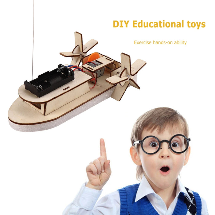 DIY Boat Model Science Toys Kids STEM Electric Educational Teaching Kit 3D Assemble Wooden Boat Toy Scientific Experiment Kit