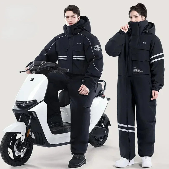 Winter Warm Electric Motorcycle Snowmobile Jacket, Windproof Plus Velvet, Double-sided Waterproof Suit for Men and Women